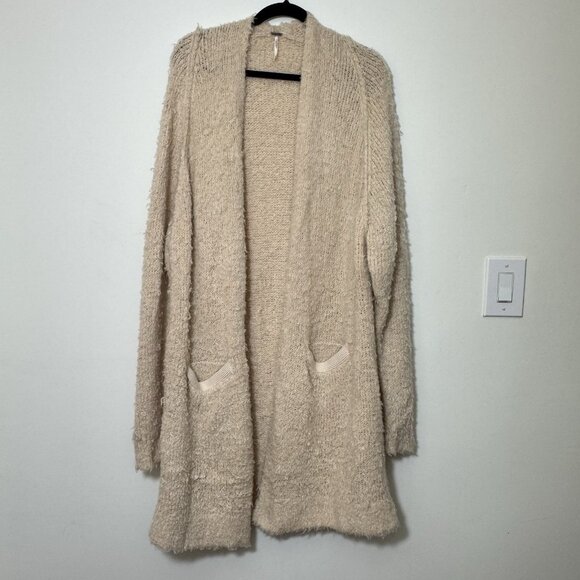 Free People Women’s Chunky Knit Duster Cardigan  Size L Wool Blend Open Front - Picture 2 of 10